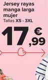 Oferta de Jersey rayas manga larga mujer por 17,99€ en Carrefour