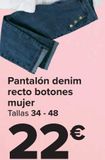 Oferta de Pantalón denim recto botones mujer por 22€ en Carrefour