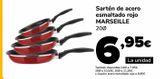 Oferta de Sartén de acero esmaltado rojo MARSEILLE por 6,95€ en Supeco