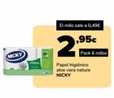Oferta de Papel higiénico aloe vera nature NICKY por 2,95€ en Supeco