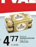 Oferta de 477  €/unitat  કવન  Bombons FERRERO ROCHER Pack 16 un 0,30€ Aunitat  en SPAR Fragadis
