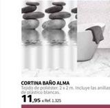 Oferta de CORTINA BAÑO ALMA  Tejido de poliéster, 2 x 2 m. Incluye las anillas de plástico blancas  11,95 1.325  en Coferdroza