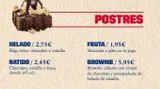 Oferta de HELADO / 2,75 € Elige entre: chocolate o vainilla.  BATIDO/2,45€ Chocolate, vainilla o fresa. (botella 195 ml.)  POSTRES  FRUTA/ 1,95€  Manzana o piña en su jugo,  BROWNIE/5,95€ Brownie caliente con s por 2,75€ en Foster's Hollywood