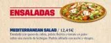 Oferta de ENSALADAS  MEDITERRANEAN SALAD / 12,45€  Ensalada con queso de cabra, paleta ibérica y tomate en gajos sobre una mezcla de lechugas. Podrás aliñarla con aceite y vinagre.  por 12,45€ en Foster's Hollywood