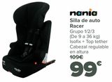 Oferta de Silla de auto Racer  por 99€ en Carrefour