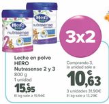 Oferta de Leche en polvo HERO Nutrasense 2 y 3  por 15,95€ en Carrefour