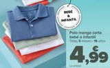Oferta de Polo manga corta bebé o infantil por 4,99€ en Carrefour