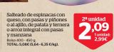 Oferta de Salteados de espinacas con queso, con pasas y piñones o al ajillo, de patata y ternera o arroz integral con pasas y manzana por 2,99€ en La Sirena