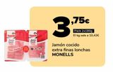 Oferta de Jamón cocido extra finas lonchas MONELLS por 3,75€ en Supeco