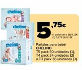 Oferta de Pañales para bebé CHELINO por 5,75€ en Supeco