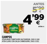 Oferta de Atún claro Campos por 4,99€ en BM Supermercados