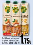 Oferta de Bebida de almendra original o sin azúcar o avena Vive Soy  por 1,75€ en Unide Supermercados