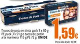 Oferta de Trozos de pota en tinta o tacos de potón a la marinera UNIDE  por 1,59€ en Unide Supermercados