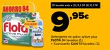Oferta de Detergente en polvo active plus FLOTA 84 lavados + Suavizante SAN 59 lavados por 9,95€ en Supeco