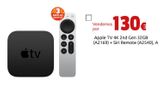 Oferta de Apple TV 4K 2nd Gen 32GB (A2169) + Siri Remote (A2540), A por 130€ en CeX
