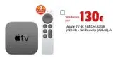 Oferta de Apple TV 4K 2nd Gen 32GB (A2169) + Siri Remote (A2540), A por 130€ en CeX