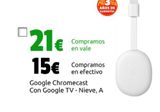 Oferta de Google Chromecast Con Google TV - Nieve, A por 15€ en CeX