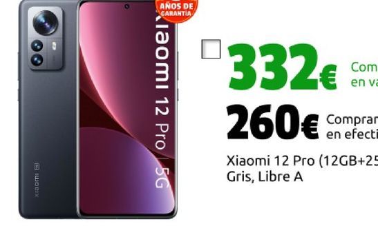 Oferta de Xiaomi 12 Pro (12GB+256GB) Gris, Libre A por 260€