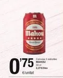 Oferta de 111  STA  1890  Mahou  *****  075  Cervesa 5 estrelles MAHOU 33 cl  2,27 €/litre  en SPAR Fragadis