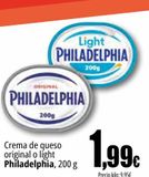 Oferta de Crema de queso original o light Philadelphia por 1,99€ en Unide Supermercados