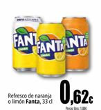 Oferta de Refresco de naranja o limón fanta por 0,62€ en Unide Supermercados