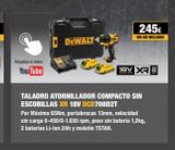 Oferta de Taladro atornillador Dewalt por 245€ en Dewalt