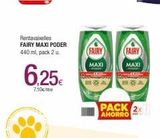 Oferta de Rentavaixelles FAIRY MAXI PODER 440 ml, pack 2 u.  6,25€  7,10€/tre  FAIRY  MAXI  FAIRY  MAXI  PACK 2x1  AHORRO  en Condis