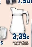 Oferta de 3,39€  Jarra cristal Verona 1 litro con retenedor  en Froiz