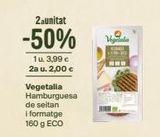 Oferta de 2aunitat  -50%  1u. 3,99 € 2a u. 2,00 €  Vegetalia  Hamburguesa  de seitan  i formatge 160 g ECO  en Veritas