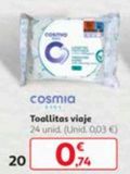 Oferta de Toallitas húmedas para bebé cosmia por 0,74€ en Alcampo