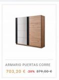 Oferta de ARMARIO PUERTAS CORRE  703,20 € -20% 879,00 €  por 703,2€ en Muebles Rey