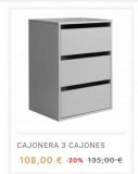 Oferta de CAJONERA 3 CAJONES  108,00 € -20% 135,00 €  por 108€ en Muebles Rey