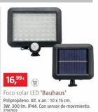 Oferta de FOCO SOLAR C/SENSOR 3W 300LM por 16,99€ en BAUHAUS