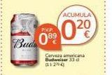 Oferta de Cerveza americana Budweiser en Supermercados Charter