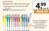 Oferta de Bolígrafo de tinta de gel United Office por 4,99€ en Lidl