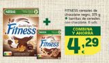 Oferta de Cereales de chocolate negro + barritas de cereales con chocolate FITNESS por 4,29€ en HiperDino