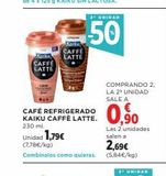 Oferta de Kaiko  CAFFE LATTE  CAFFE LATTE  CAFÉ REFRIGERADO KAIKU CAFFÈ LATTE.  230 ml.  Unidad 1,79€  (7,78€/kg)  2 UNIDAD  50  COMPRANDO 2. LA 2 UNIDAD SALE A  0,90  Las 2 unidades salen a  2,69€  Combinatos  en El Corte Inglés