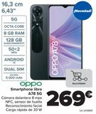 Oferta de Oppo Smartphone libre A78 5G por 269€ en Carrefour