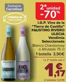 Oferta de I.G.'P. Vinos de la ''Tierra de Castilla'' FAUSTINO RIVERO ULECIA Vendimia Seleccionada Blanco Chardonnay o Afrutado  por 3,9€ en Carrefour