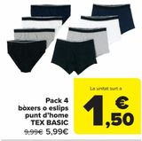 Oferta de Pack 4 bóxer o slip punto hombre TEX BASIC  por 5,99€ en Carrefour