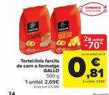 Oferta de Tortellini relleno de carne o queso GALLO por 2,69€ en Carrefour
