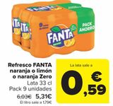 Oferta de Refresco FANTA Naranja o limón o naranja Zero  por 5,31€ en Carrefour