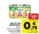 Oferta de Maíz 0% Sal BONDUELLE por 2,49€ en Carrefour