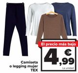 Oferta de Camiseta o legging mujer TEX  por 4,99€ en Carrefour