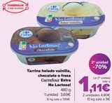 Oferta de Tarrina helado vainilla, chocolate o fresa Carrefour Extra No Lactosa! por 3,69€ en Carrefour