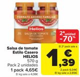 Oferta de Salsa de tomate Estilo Casero HELIOS por 4,65€ en Carrefour