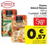 Oferta de Pastas GALLO Nature por 1,9€ en Carrefour