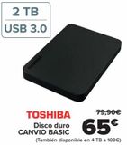 Oferta de TOSHIBA Disco duro CANVIO BASIC  por 65€ en Carrefour