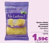 Oferta de Queso rallado emmental No Lactosa! Carrefour por 1,59€ en Carrefour