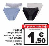 Oferta de Pack 2 tanga, bikini o shorty mujer TEX BASIC  por 2,99€ en Carrefour